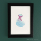 Jellyfish 5 x 7 inch fine art print by P. Pleasant Atelier with Fairy Magic Art in a framed scene