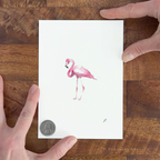 Flamingo 5 x 7 inch fine art print by P. Pleasant Atelier with Fairy Magic Art, pink bird on white