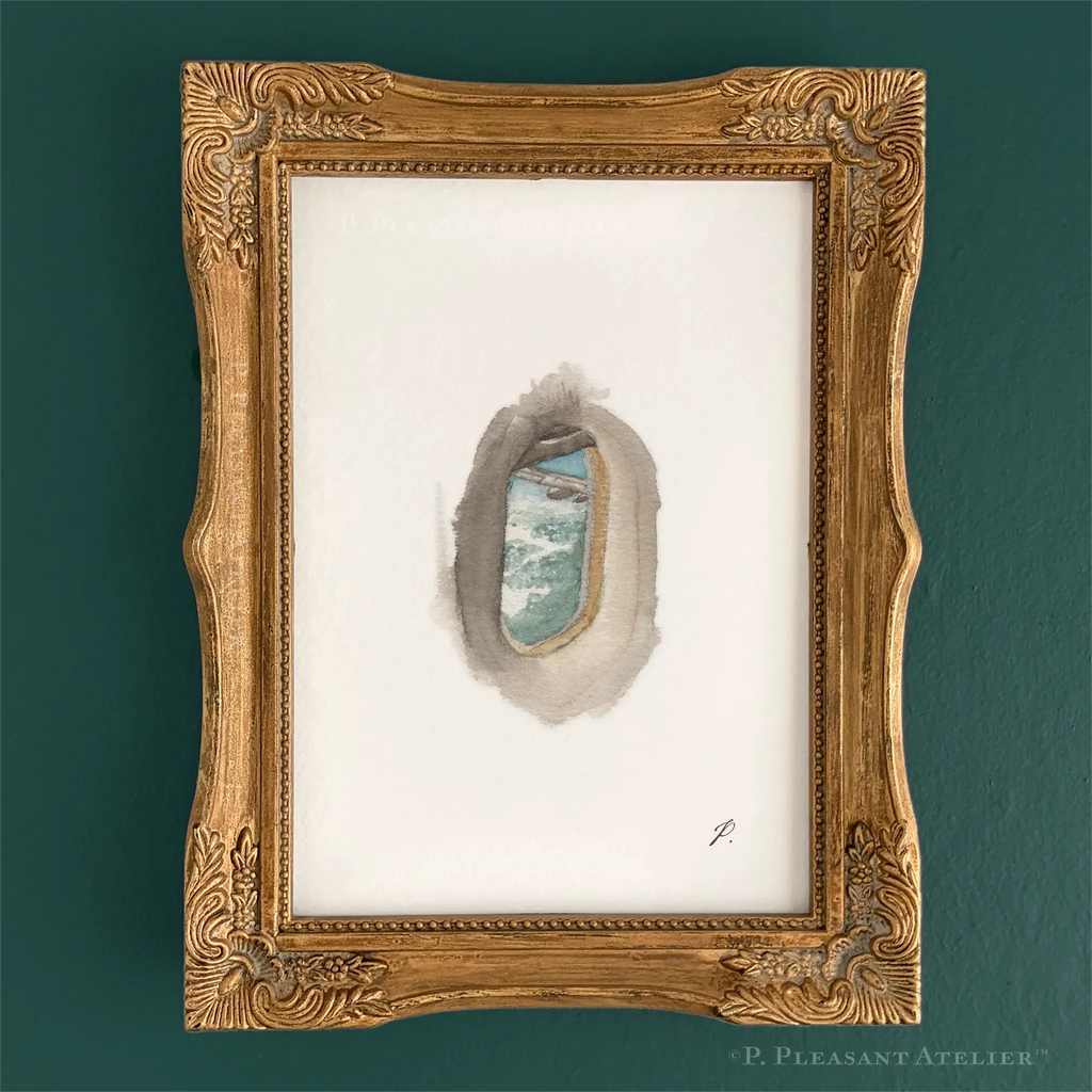 Plane Window 5 x 7 inch fine art print by P. Pleasant Atelier with gold Fairy Magic details