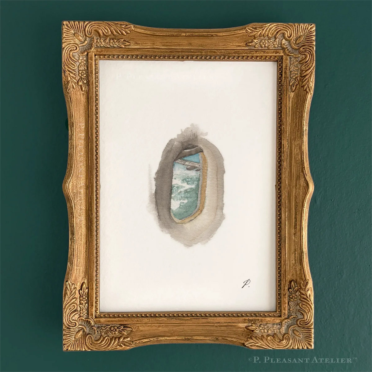 Plane Window 5 x 7 inch fine art print by P. Pleasant Atelier with gold Fairy Magic details