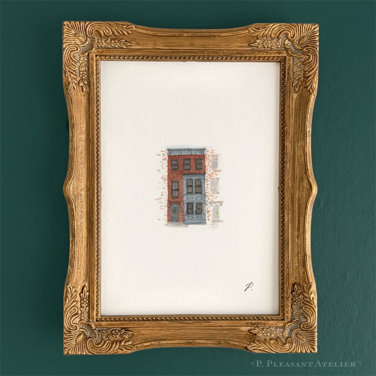 10th Avenue Brownstone South Slope by P. Pleasant Atelier fine art print with gold Art fairy Magic