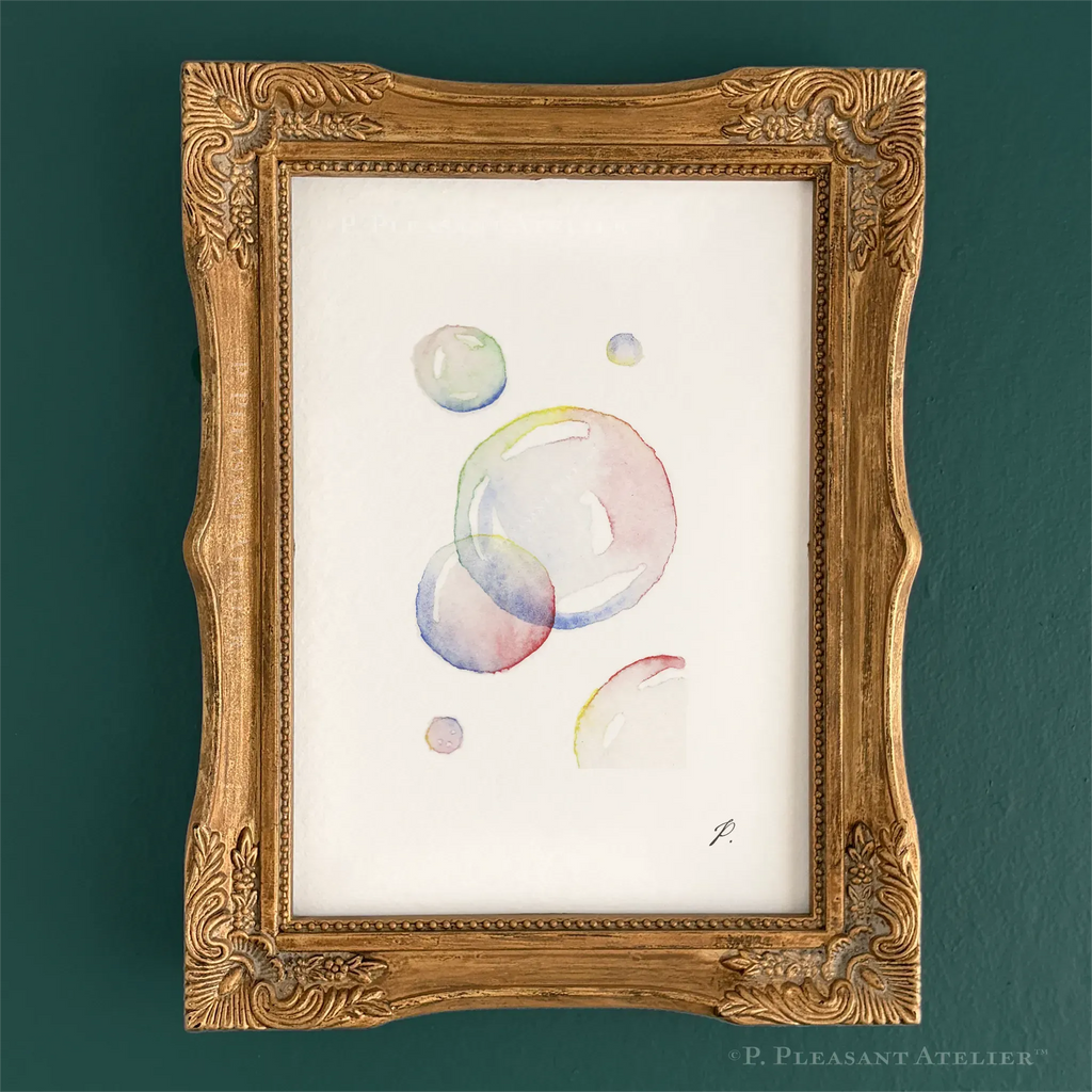 Rainbow Bubbles 5 by 7 inch fine art print by P. Pleasant Atelier with Art Fairy Magic motifs