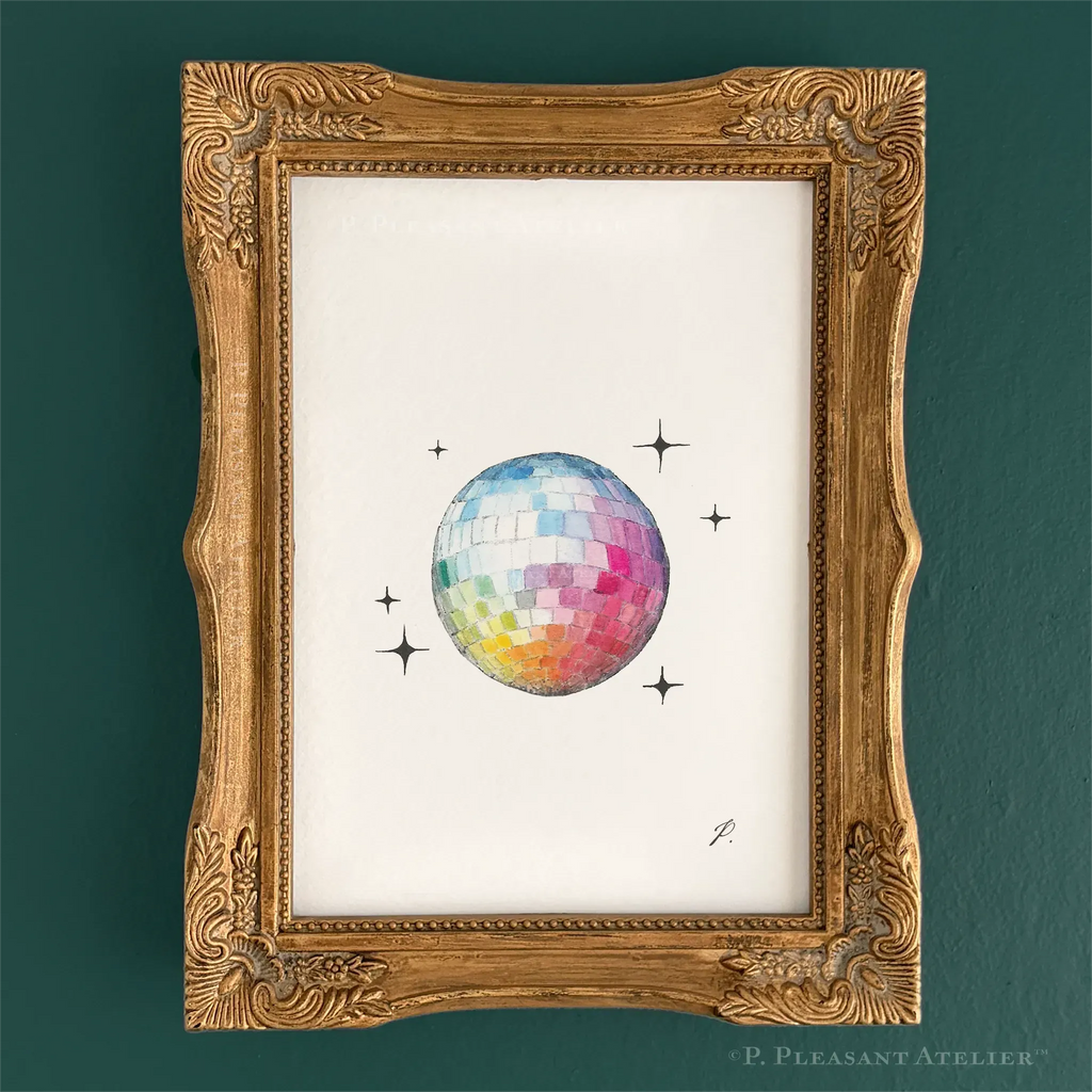 Disco Ball 5 x 7 inch fine art print by P. Pleasant Atelier with Art Fairy Magic accents