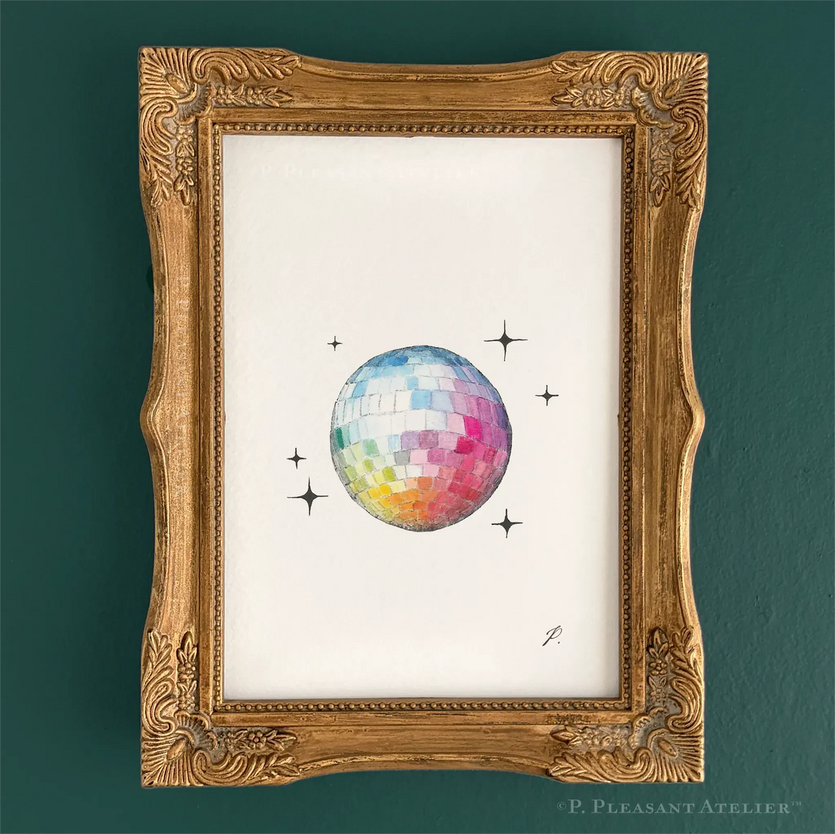 Disco Ball 5 x 7 inch fine art print by P. Pleasant Atelier with Art Fairy Magic accents