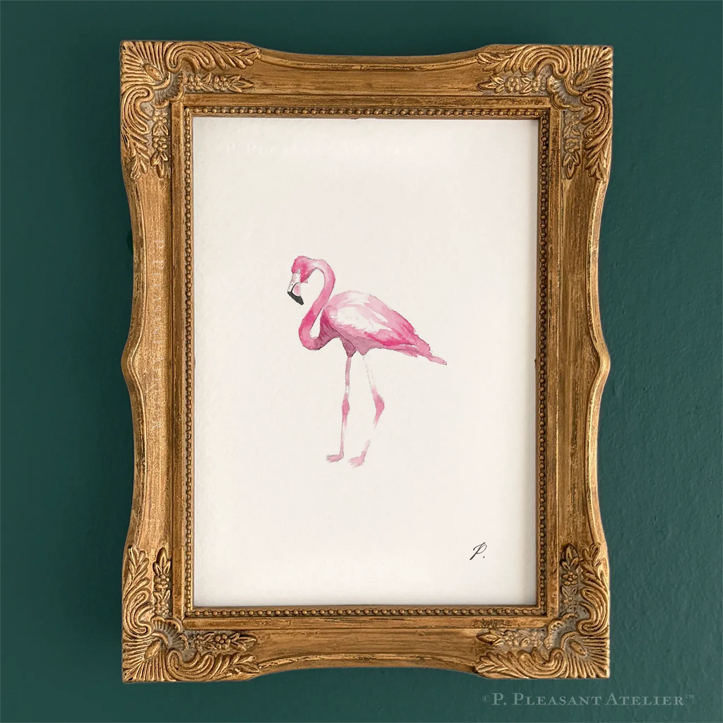 Flamingo 5 x 7 inch fine art print by P. Pleasant Atelier with Fairy Magic Art flamingo illustration