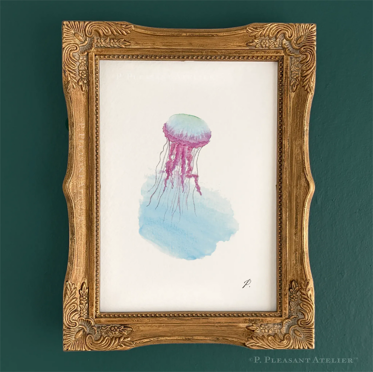 Jellyfish 5 x 7 inch fine art print by P. Pleasant Atelier with Art Fairy Magic accents