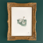 Swan Prospect Park Fine art print by P. Pleasant Atelier with gold Art Fairy Magic details
