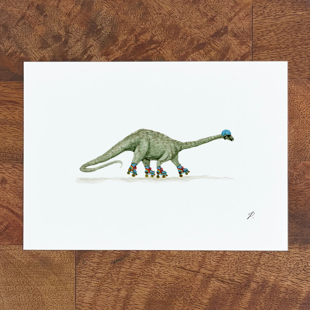 "Viggo, the Rollerskatin’ Brachiosaurus" – 5 x 7" Fine Art Print